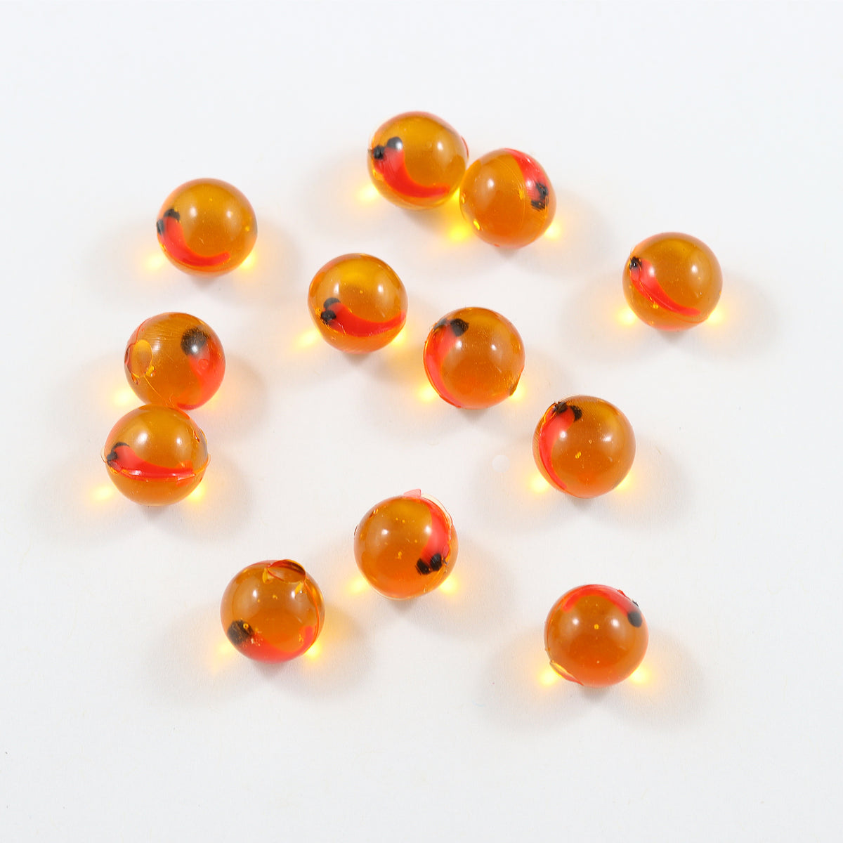 Super Natural Soft Beads: Amber Orange/Red Dot