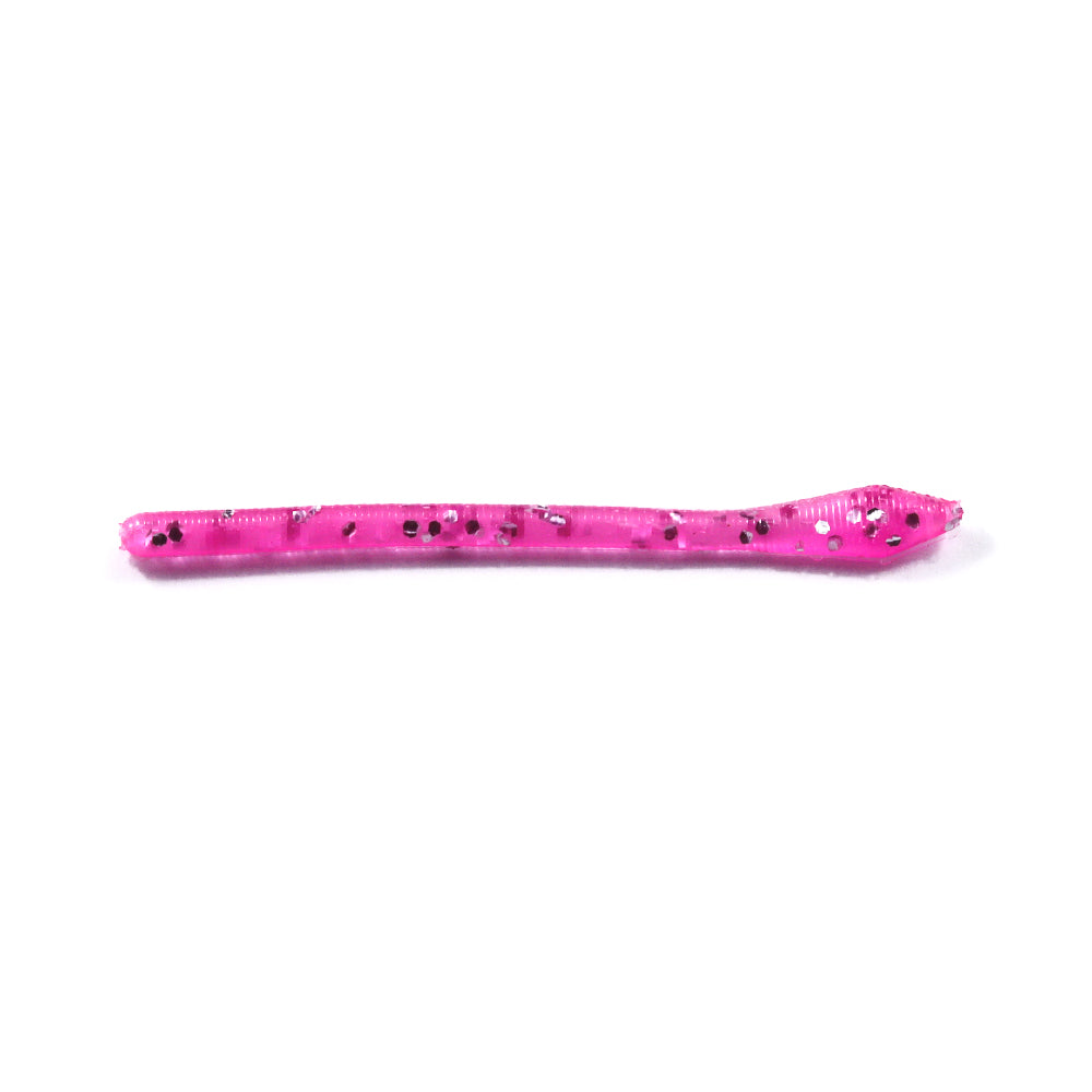 Pointed Tail Trout Worms: Cerise Glitter Bomb.