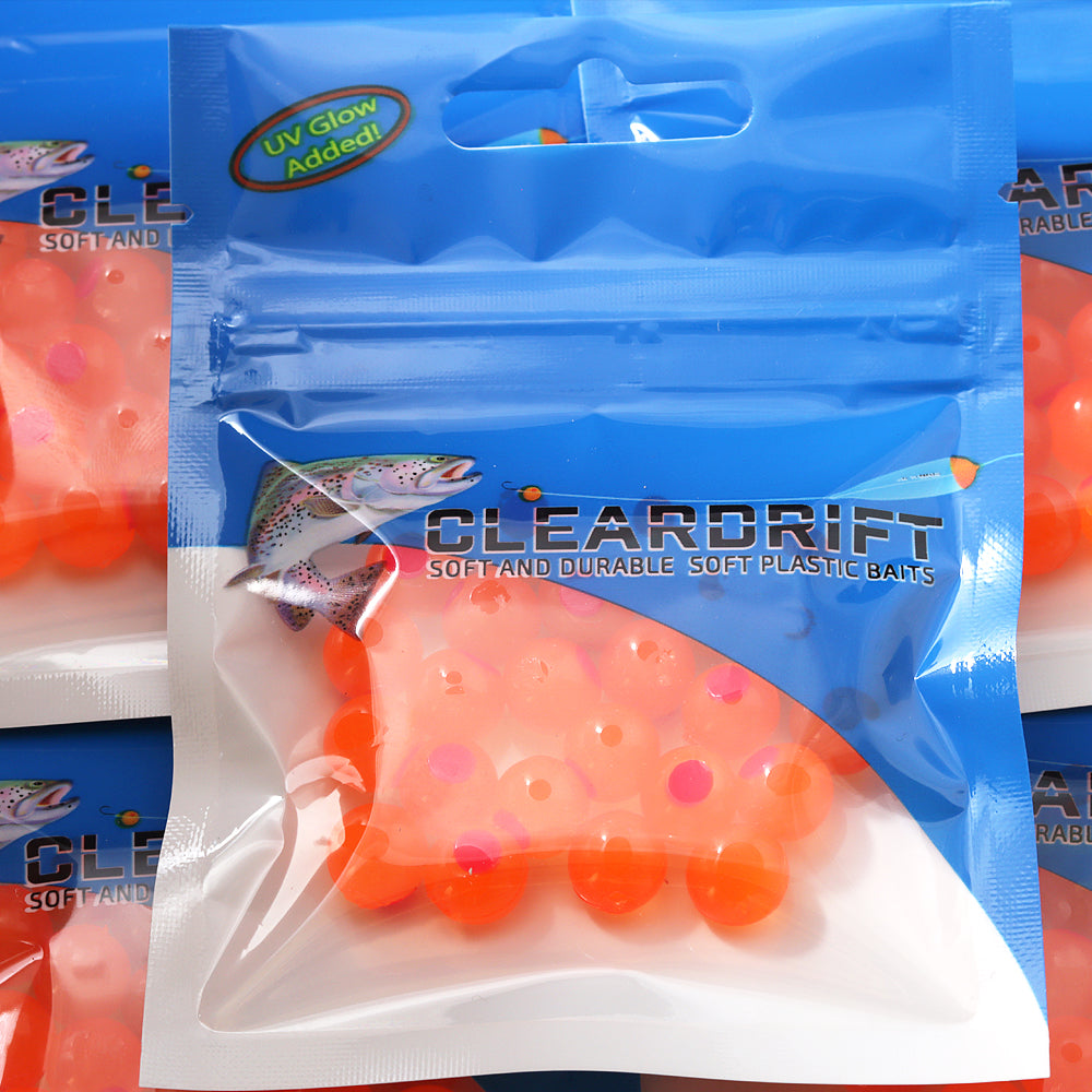 Embryo Soft Beads: Steely Candy. ; Steelhead Candy Soft Beads