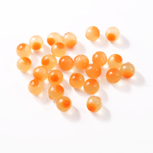 yellow mustard with orange dot, yellow mustard orange dot. embryo soft beads, double natural