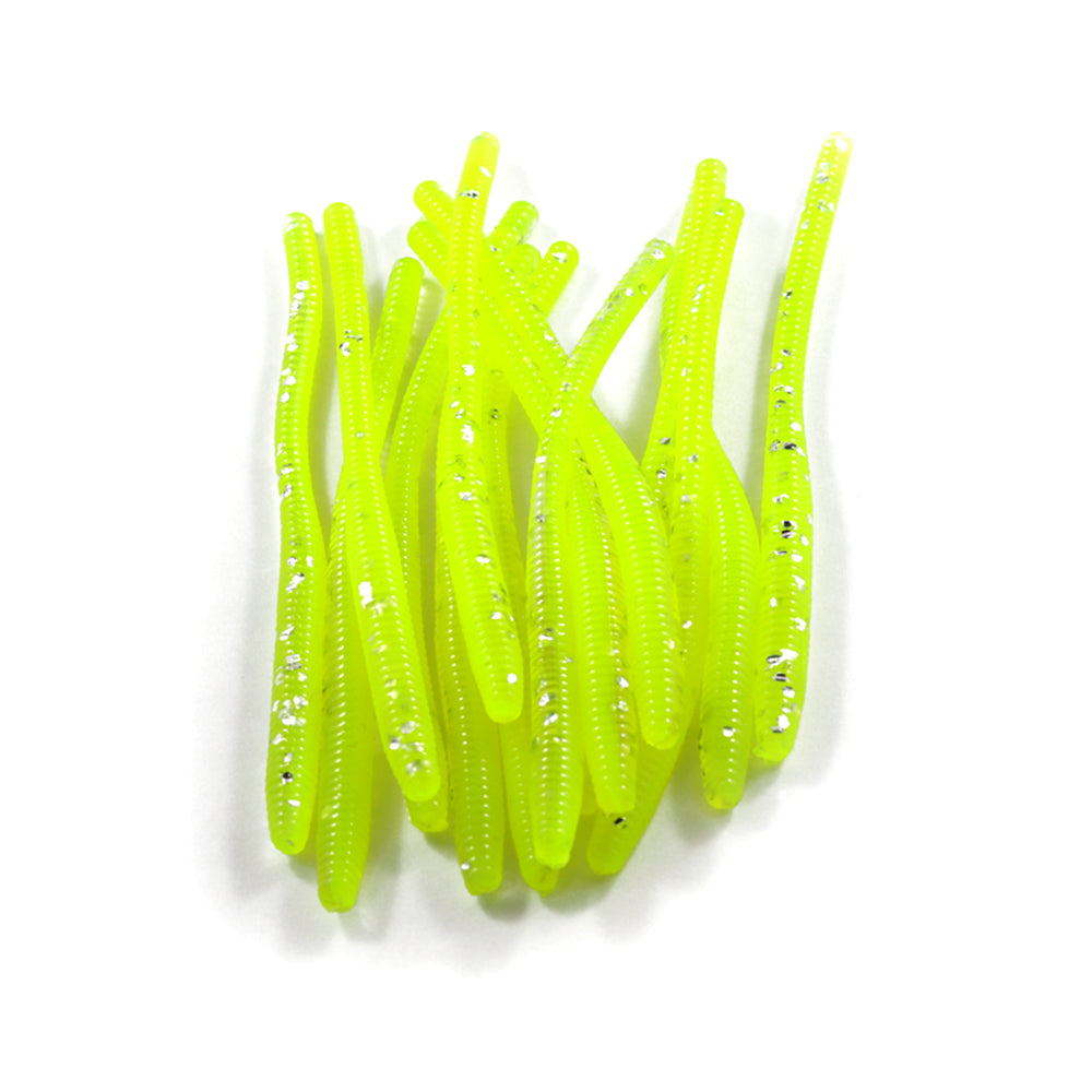 Trout Worms : Bright Chartreuse/Glitter Bomb – Cleardrift Tackle Shop