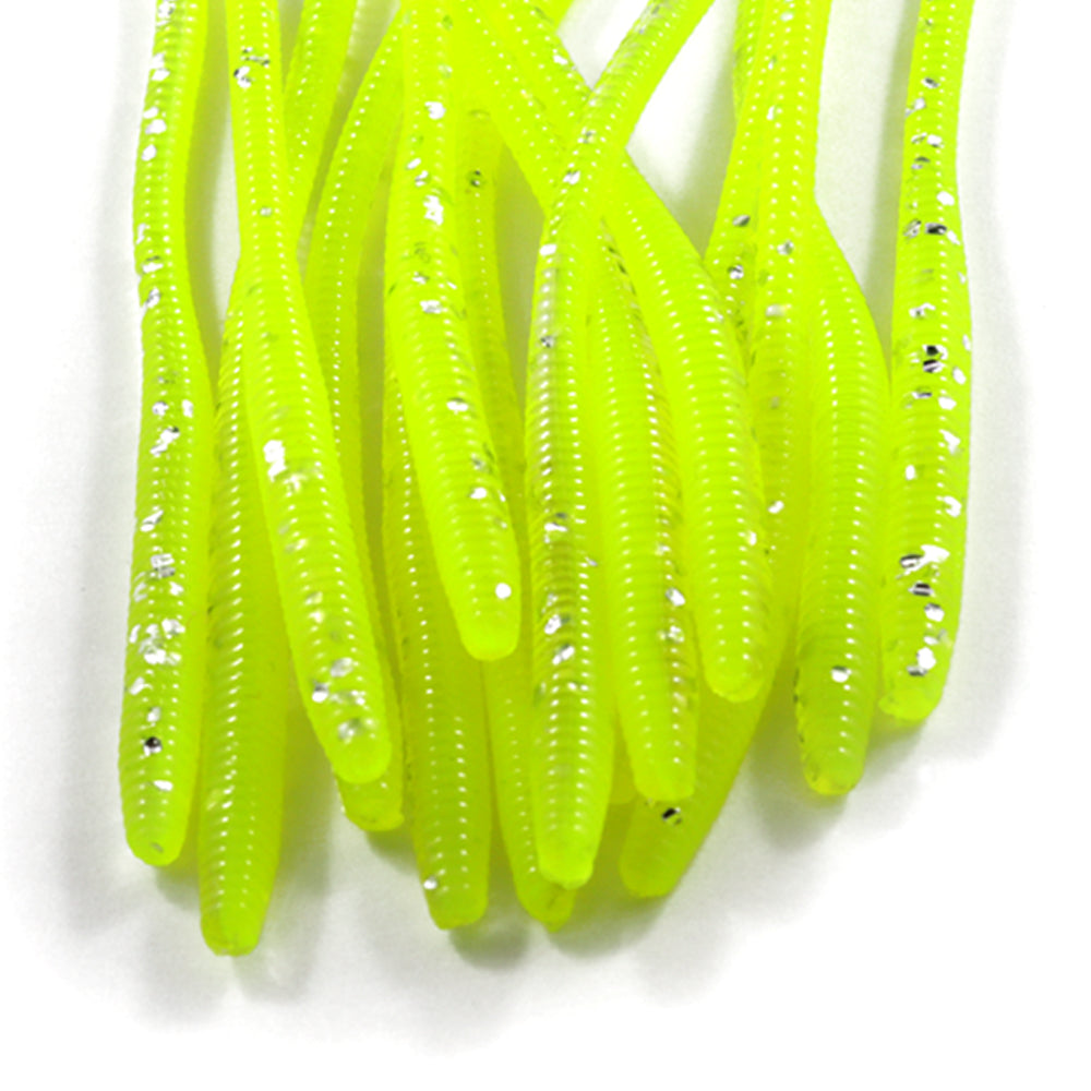 Trout Worms : Bright Chartreuse/Glitter Bomb