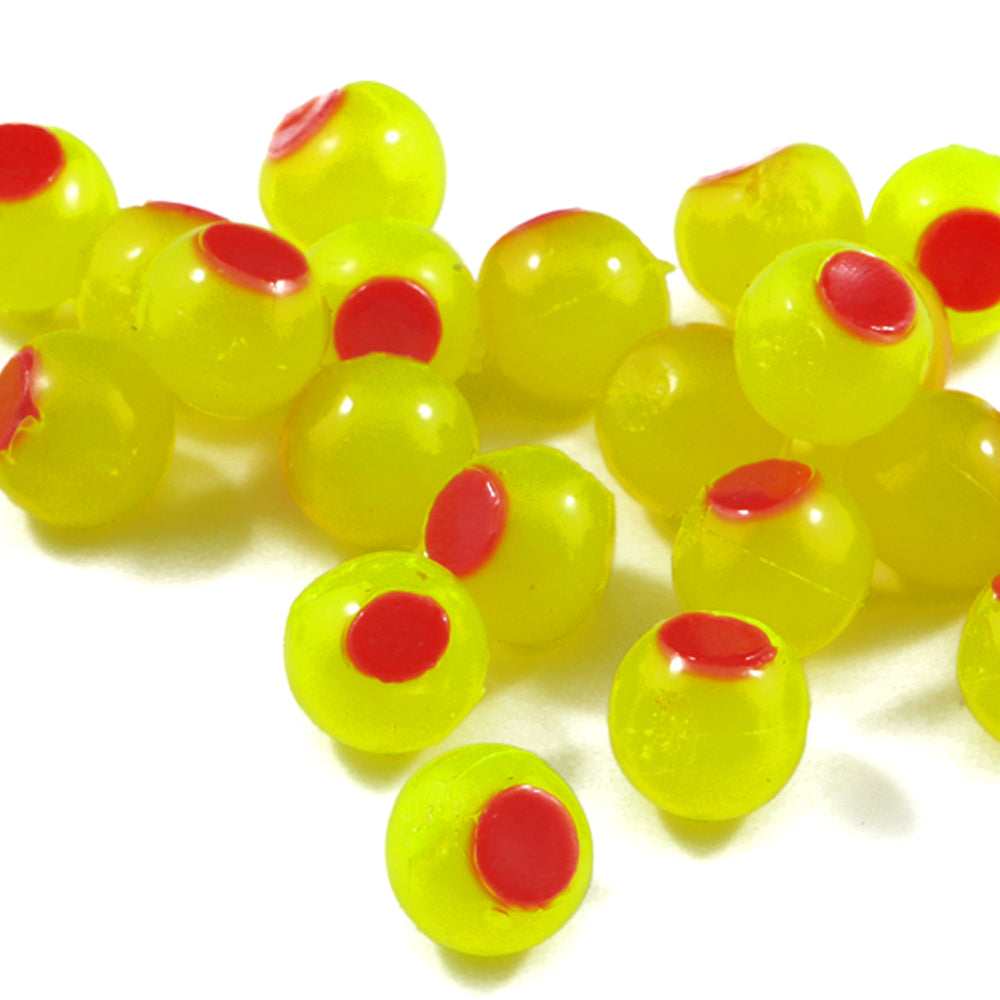 Embryo Soft Beads: Bright Chartreuse with Red Dot