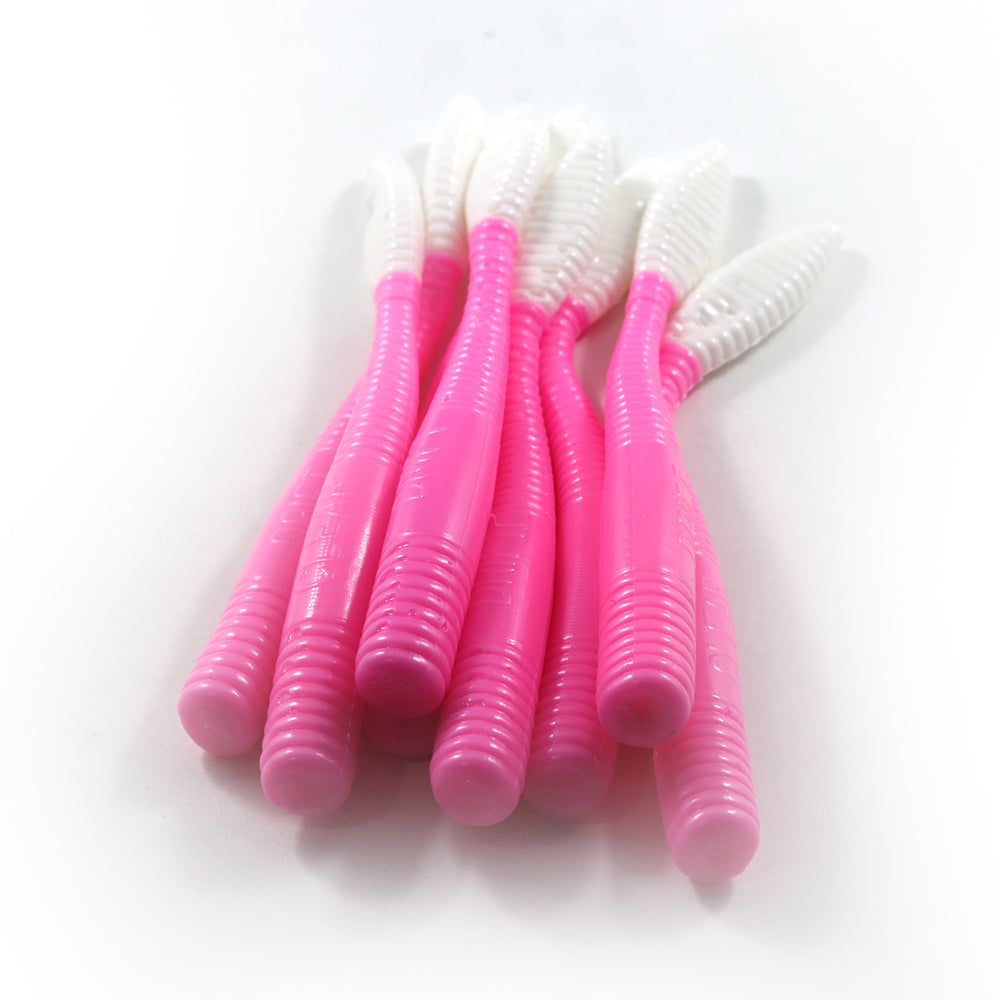 Steelhead Worms: Bubble Gum/White Tail.