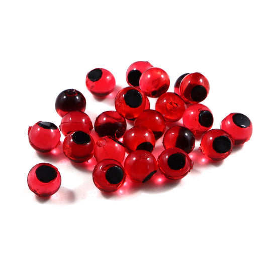 Peachy Keen Soft Beads, Red Eye Soft Beads, Cherry Red Black Dot