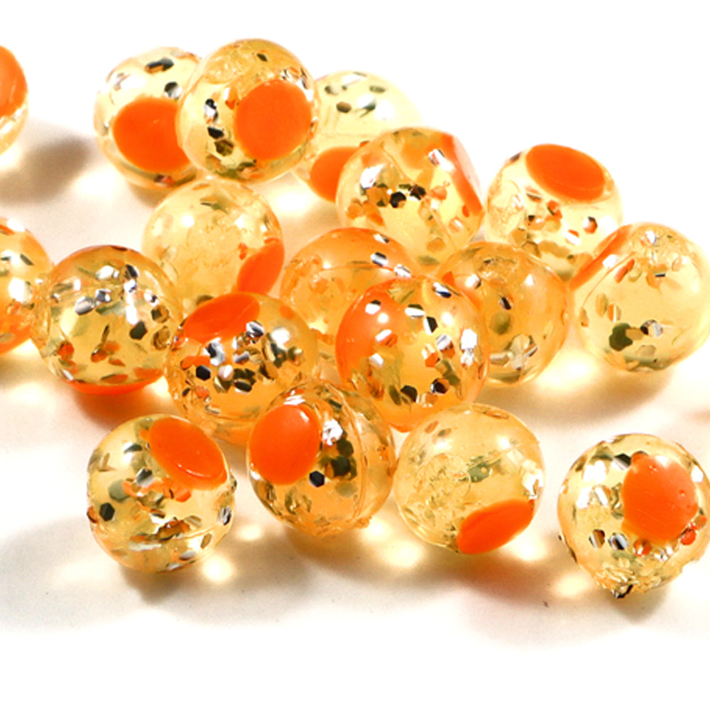 Glitter Bomb Embryo Soft Beads: Natural Orange with Orange Dot.