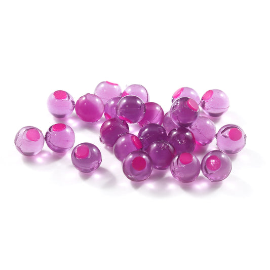 Embryo Soft Beads: Purple with Hot Pink Dot.