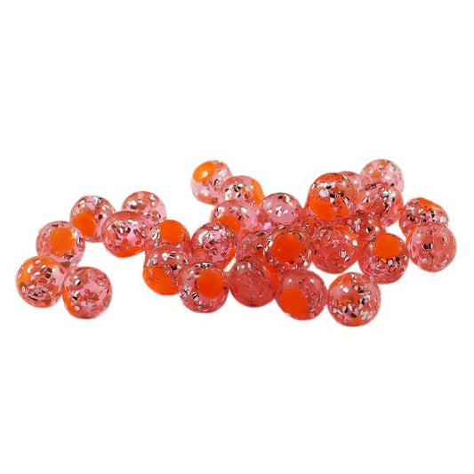 Glitter Bomb Embryo Soft Beads: Candy Apple with Orange Dot.
