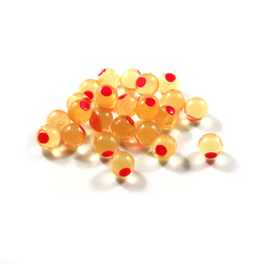 Embryo Soft Beads: Natural Orange/Hot Pink Dot