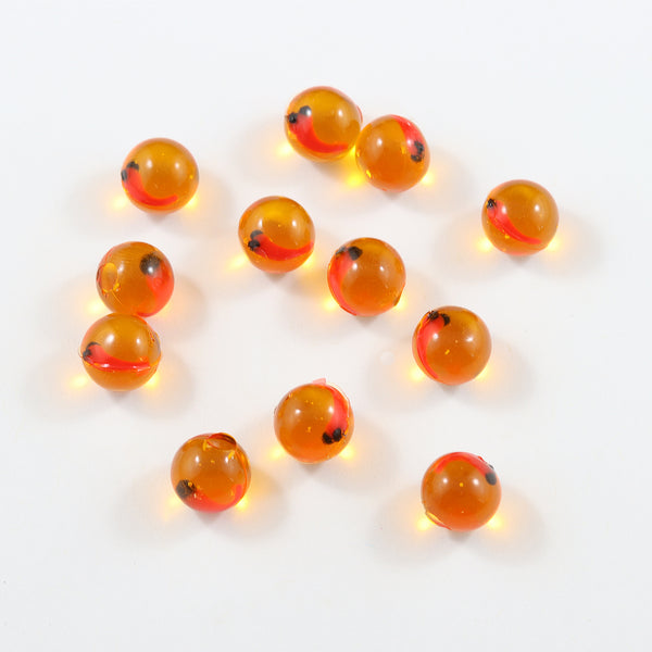 Super Natural Soft Beads: Amber Orange/Red Dot