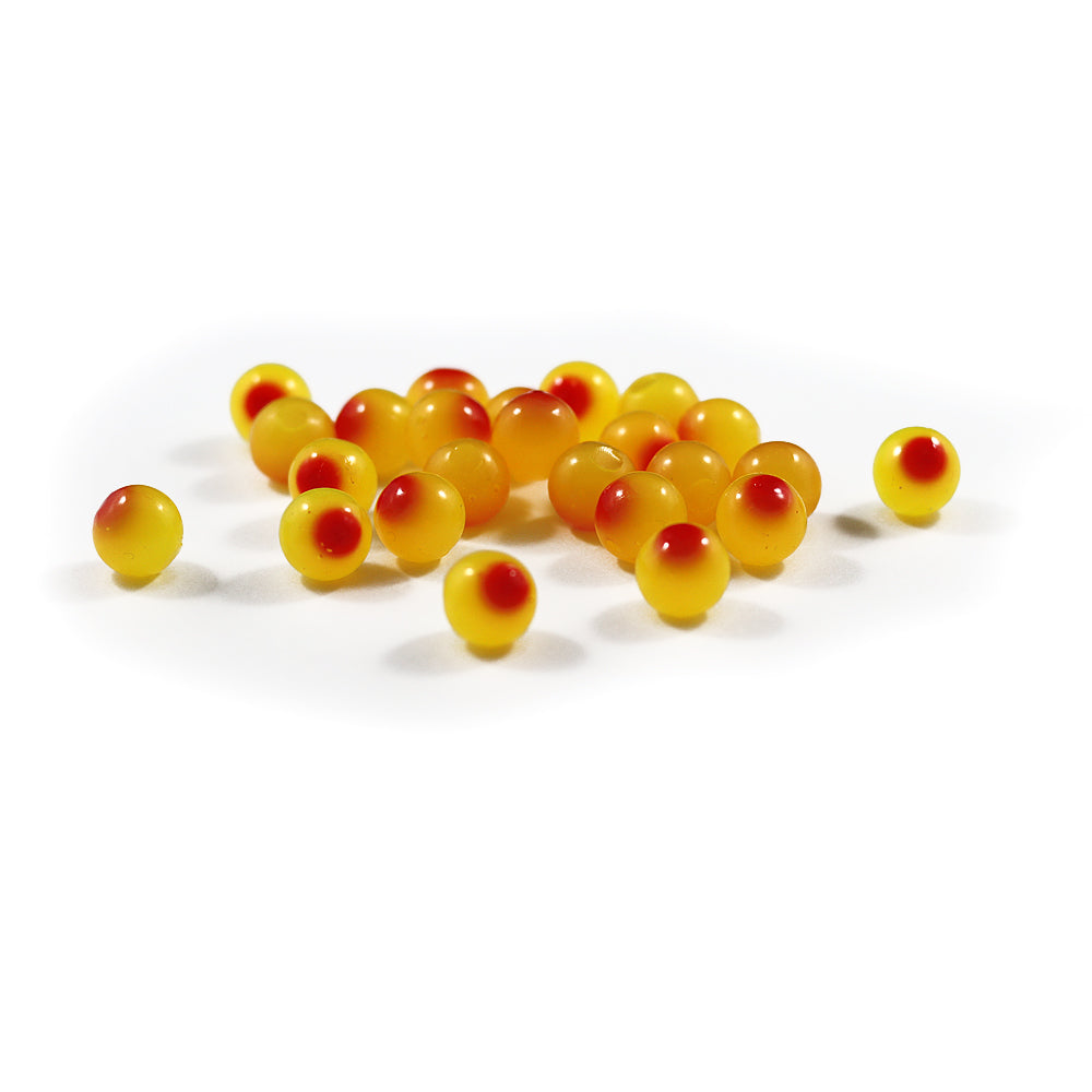 Embryo Soft Beads: Bright Chartreuse with Red Dot