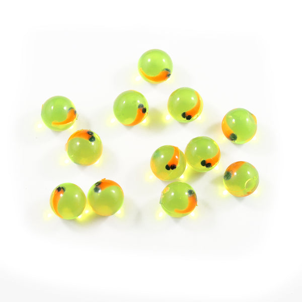 Super Natural Soft Beads: Clear Chartreuse/Orange Dot