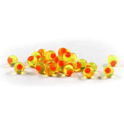 Embryo Soft Beads: Clear Chartreuse with Orange Dot