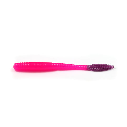 Steelhead Worms: Hot Pink/Purple Tail.