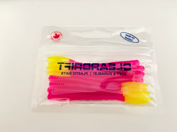Ultra-Light Steelhead Worms: Hot Pink/Chartreuse Tail