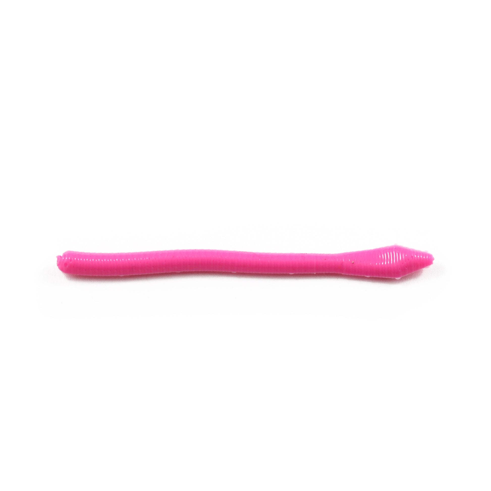 Bubble Gum pink pointed tail trout worm soft plastic fishing bait for steelhead and trout fishing.
