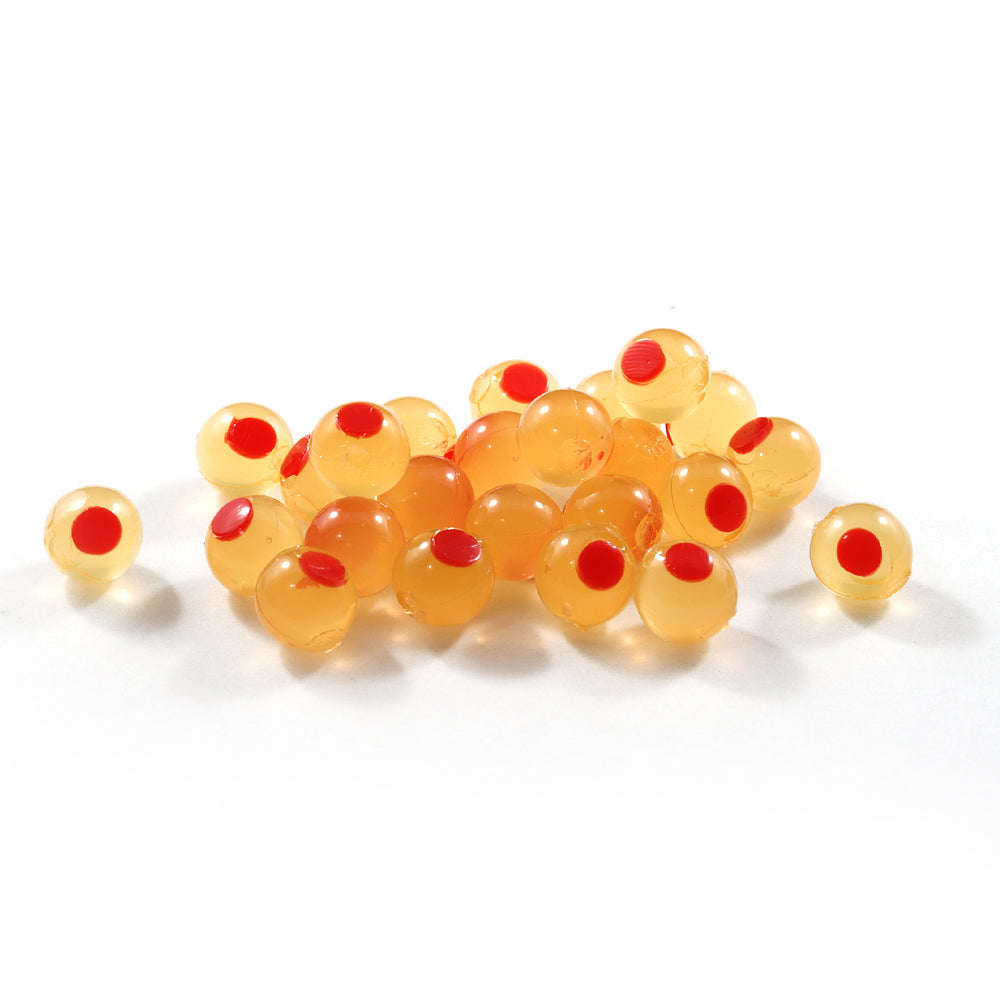 Embryo Soft Beads: Yellow Mustard/Red Dot