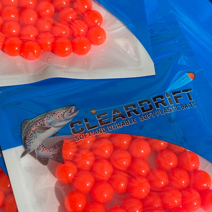 Cleardrift BC Orange soft bead packaging showing 40 beads per pack