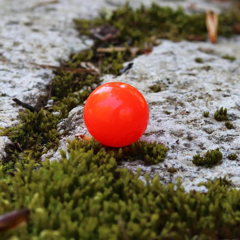 BC Orange soft beads rigged for drift fishing for steelhead and salmon in British Columbia