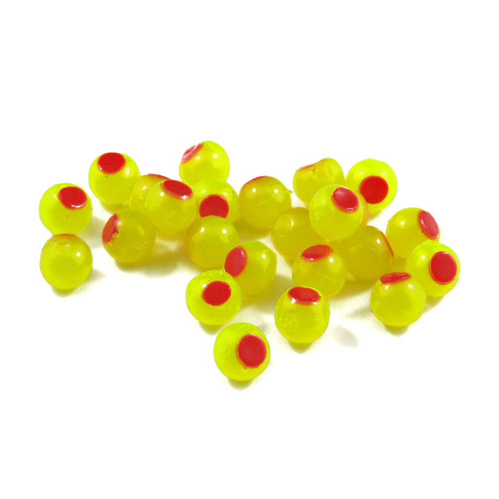 Embryo Soft Beads: Bright Chartreuse with Red Dot