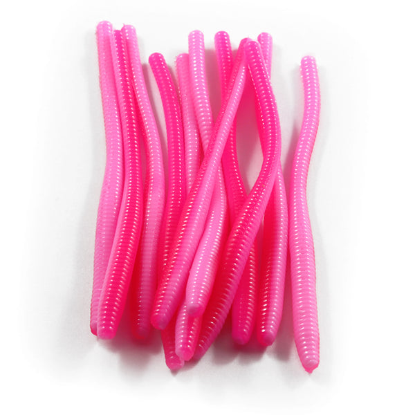 BAG OF FISHING PINK PLASTIC WORMS