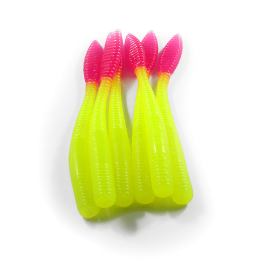 Steelhead Worms: Chartreuse/Hot Pink Tail