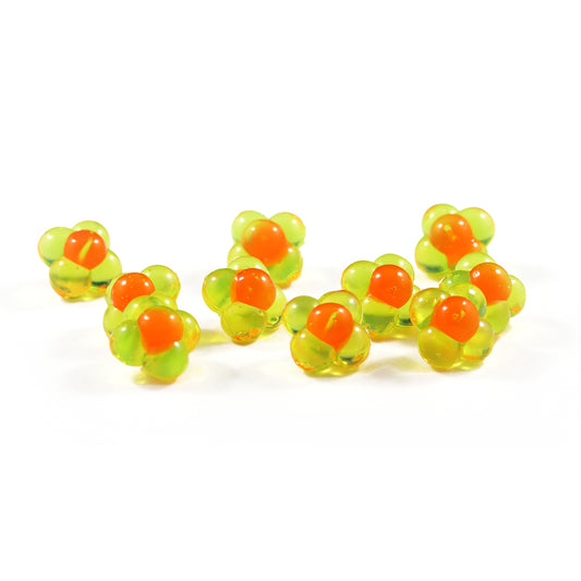 Embryo Egg Clusters: Clear Chartreuse/Orange Dot