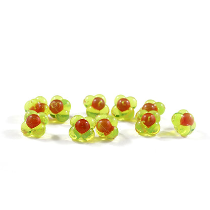 Embryo Egg Clusters: Clear Chartreuse/Red Dot