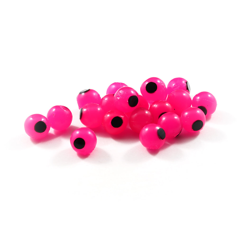Embryo Soft Beads: Hot Pink with Black Dot.