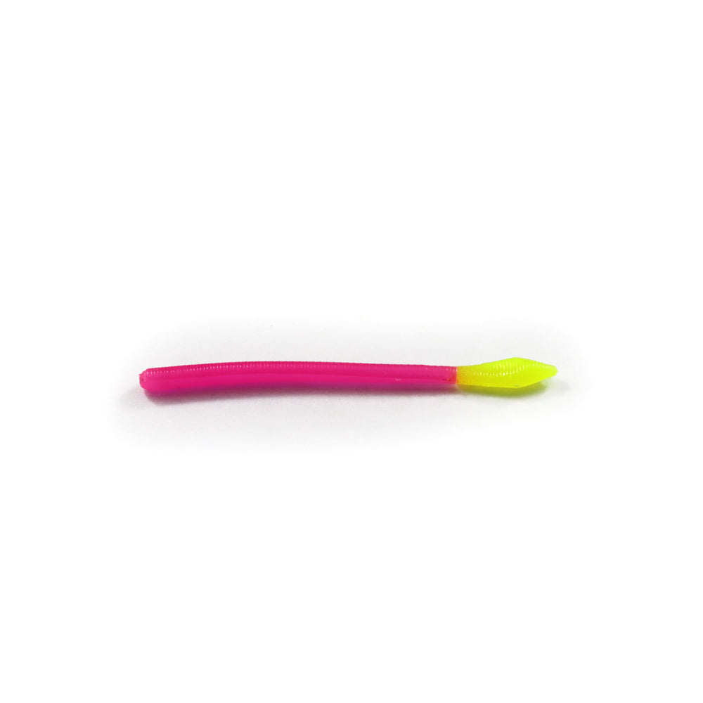 Pointed Tail Trout Worms: Hot Pink/Chartreuse Tail