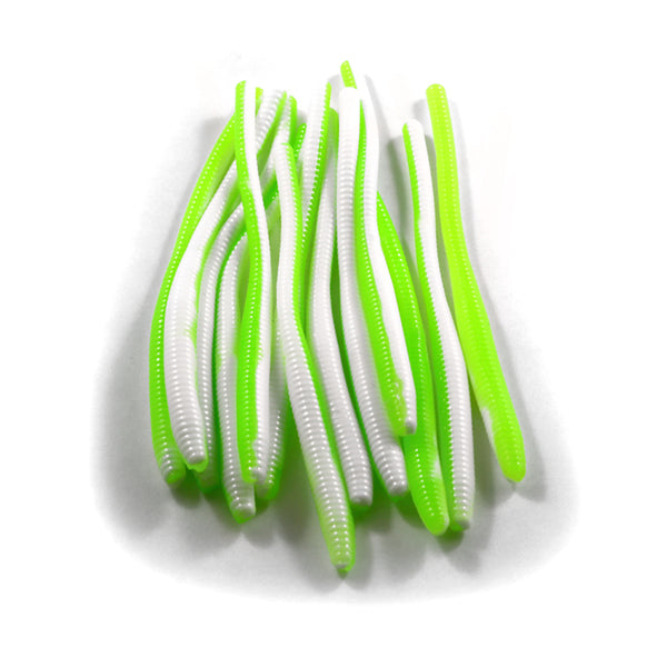 Trout Worms : Lime Chartreuse/White.