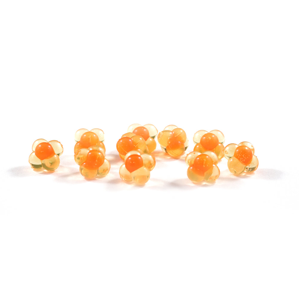Discover our high-quality Embryo Egg Clusters, designed with a realistic look to mimic Salmon, Steelhead, and Trout eggs. Our unique double natural soft bead design eliminates the need for roe, providing a more natural appeal. Enhanced with UV Glow, these Egg Clusters increase visibility and attractiveness to fish, making them an ideal choice for Salmon, Trout, or Steelhead fishing. Experience the difference with our UV Glow Embryo Egg Clusters, designed for the discerning angler.