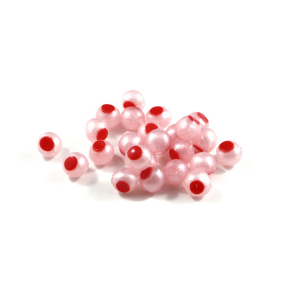 Embryo Soft Beads: Pink Pearl with Red Dot.