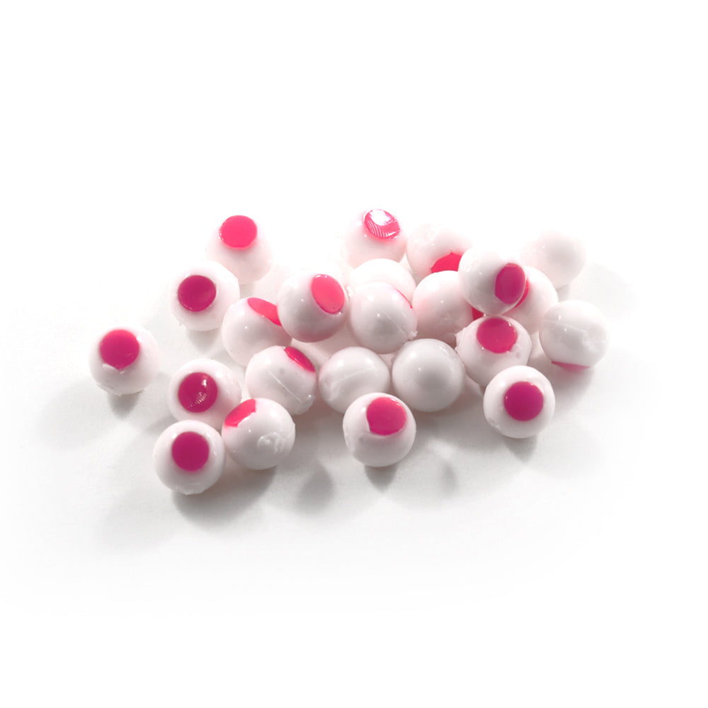 Embryo Soft Beads: Washed Out with Hot Pink Dot.