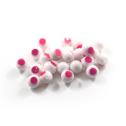 Embryo Soft Beads: Washed Out with Hot Pink Dot.