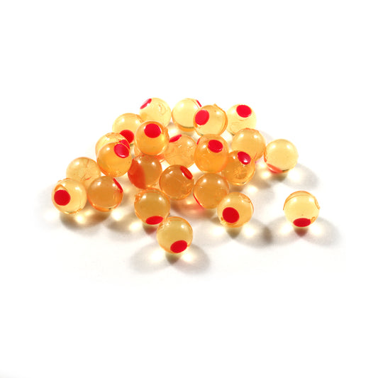 Embryo Soft Beads: Natural Orange/Hot Pink Dot