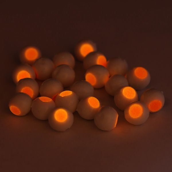 Glow Embryo Soft Beads: White/Glow Peach Dot