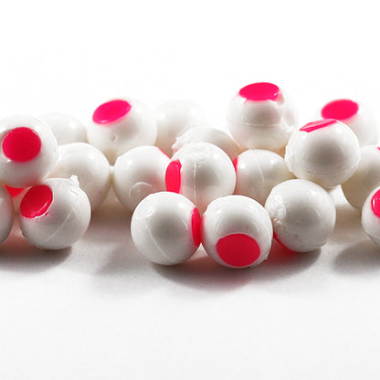 Glow Embryo Soft Beads: White/Glow Hot Pink Dot.
